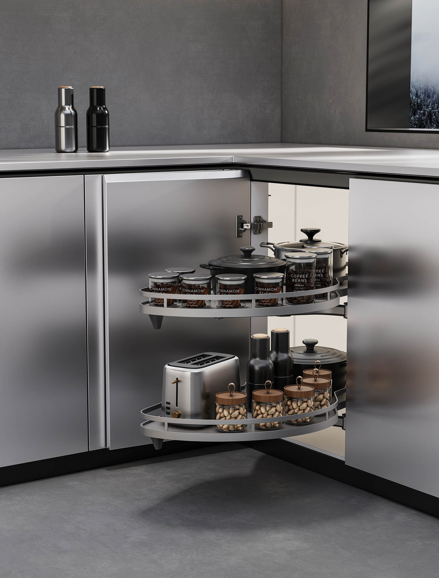 kitchen matt grey tall pantry unit