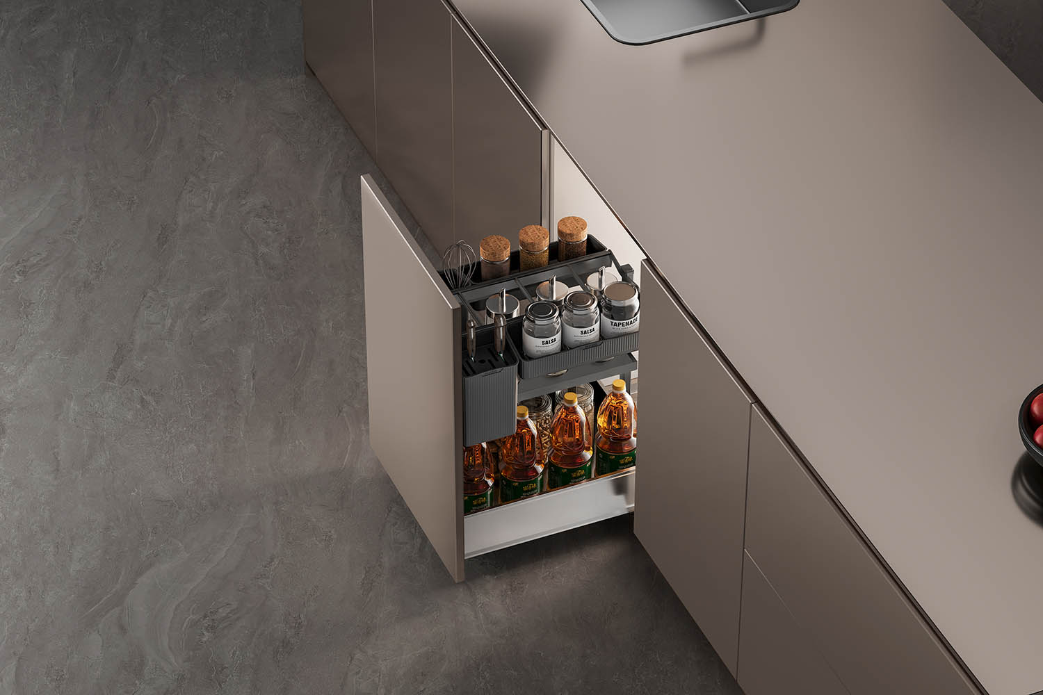kitchen matt grey tall pantry unit