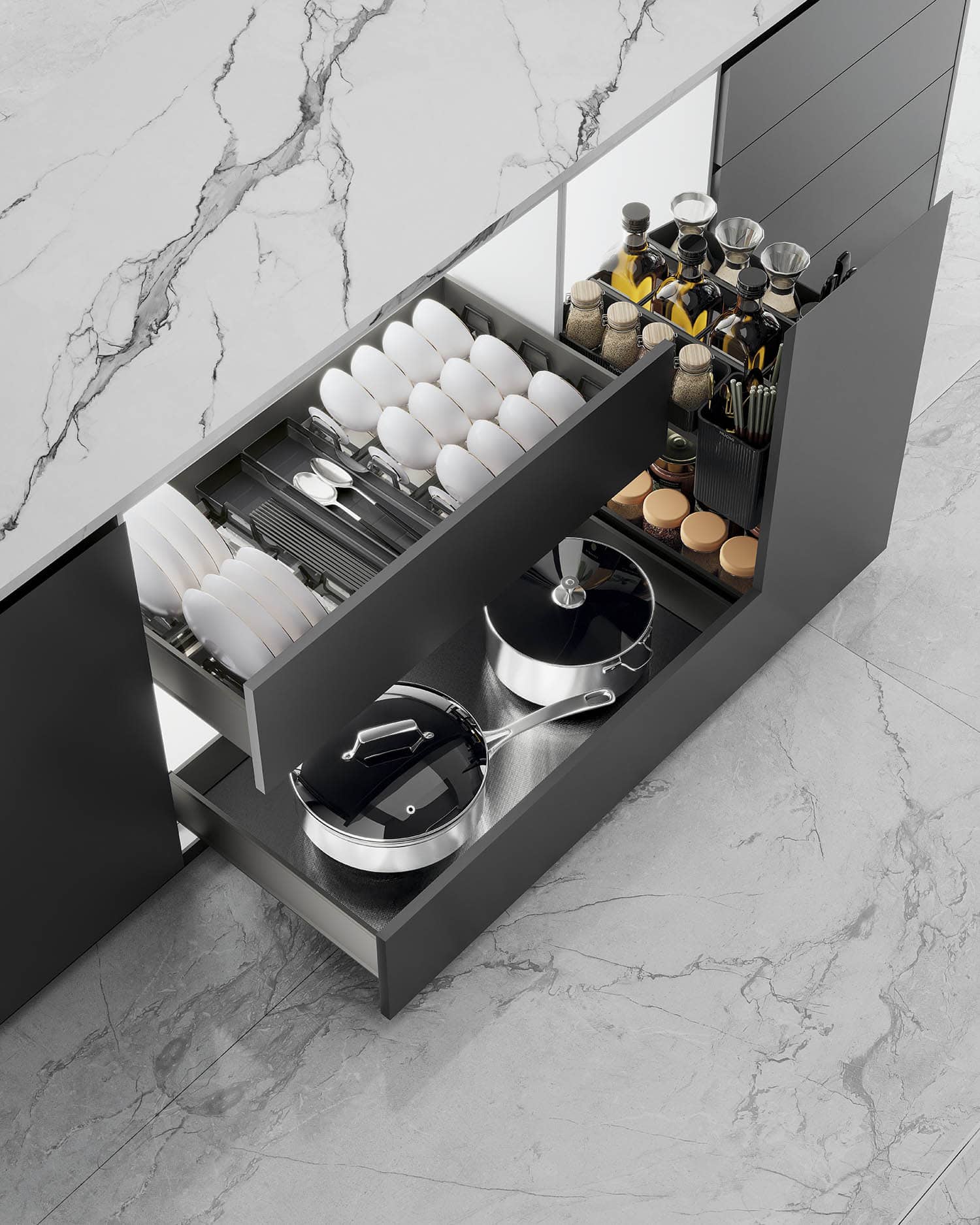 kitchen matt grey tall pantry unit