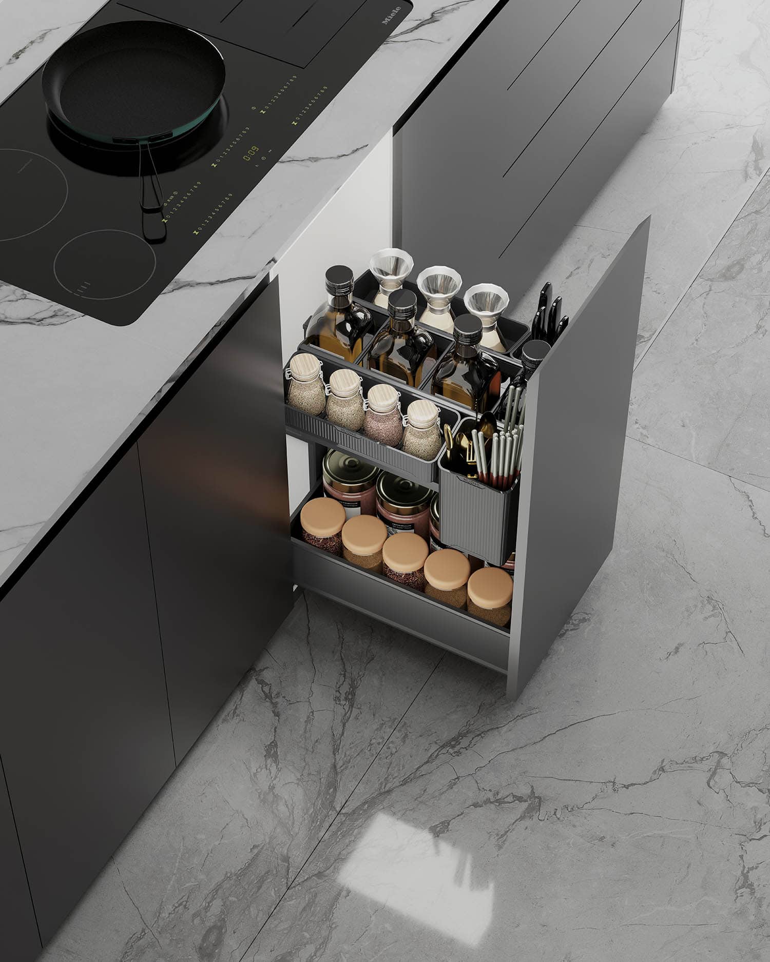 kitchen matt grey tall pantry unit
