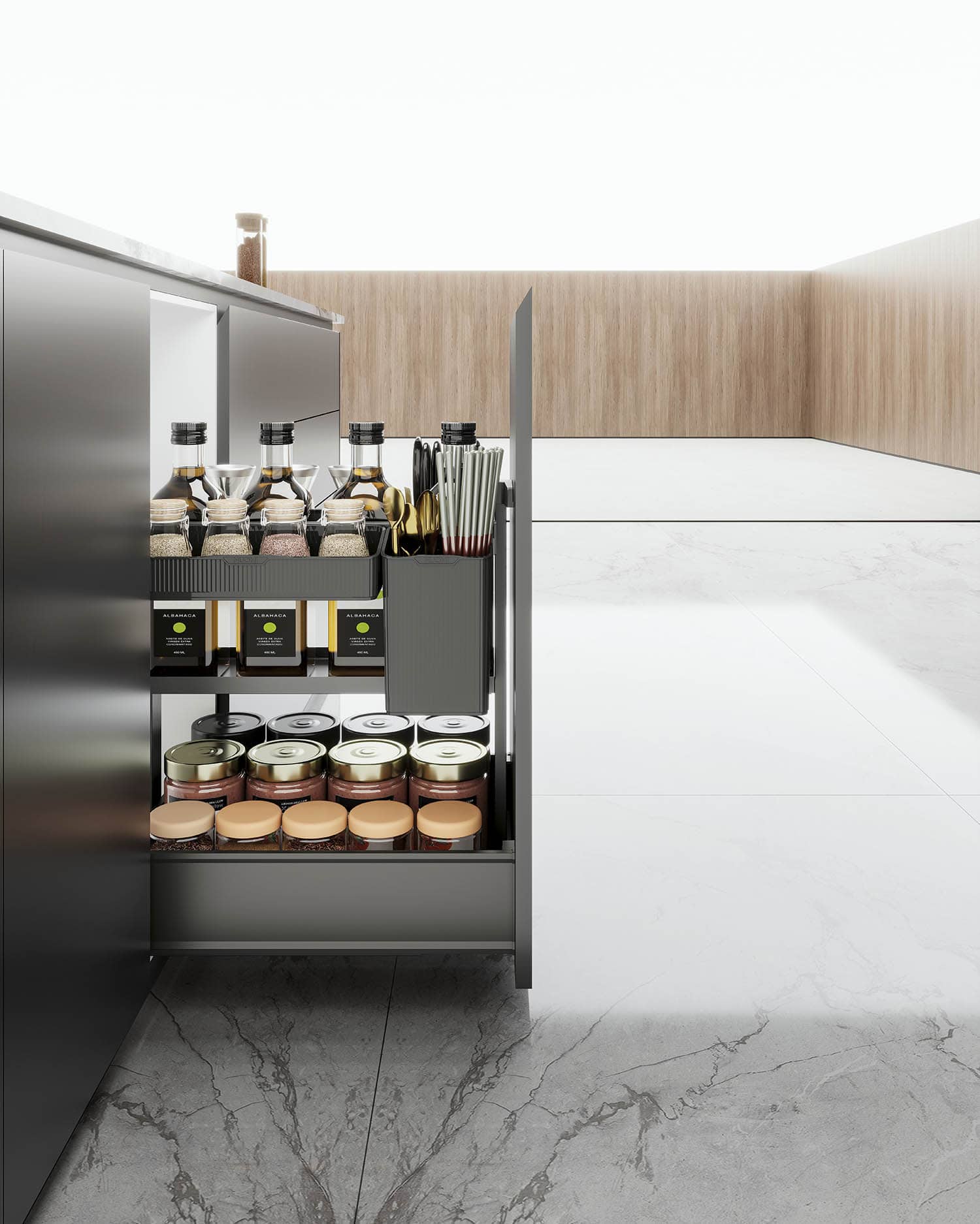 kitchen matt grey tall pantry unit