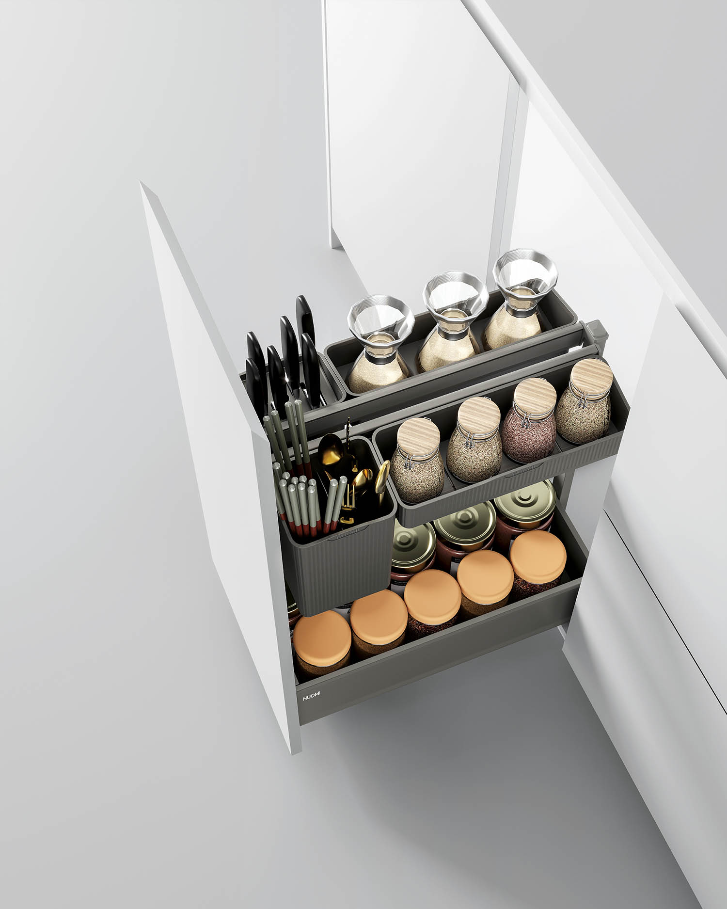 kitchen matt grey tall pantry unit